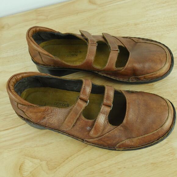 Naot Size 41 10 10.5 Maryjane Shoe Brown Leather Straps Comfort Boho - Picture 2 of 12